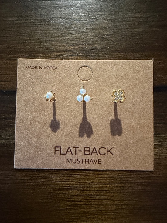 musthave Accessories - Musthave Gold-Tone Opal Flat-Back Stud Earring Set - 3 Pack